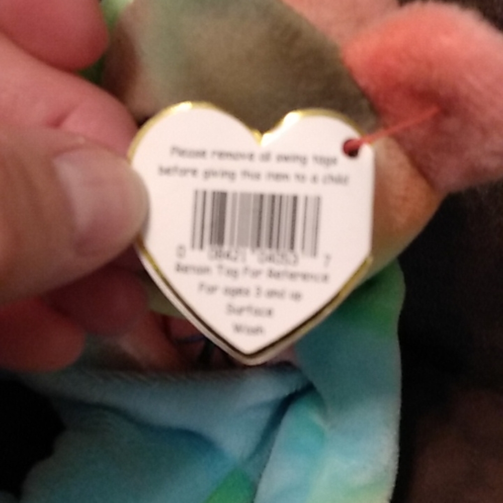 RARE! Peace neon beanie baby in mint condition - Picture 4 of 7